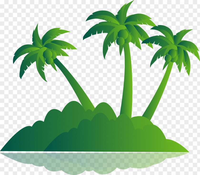 Green Palm Tree Island Vector PNG