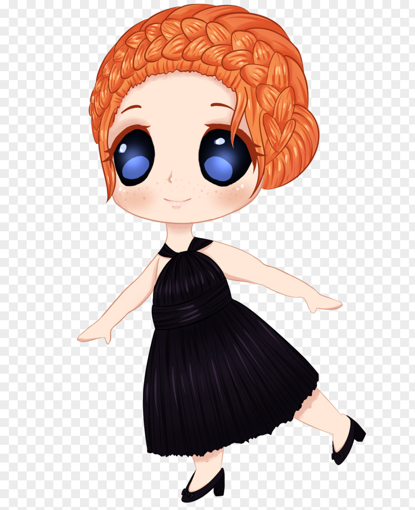 Twirling Brown Hair Character Figurine Clip Art PNG