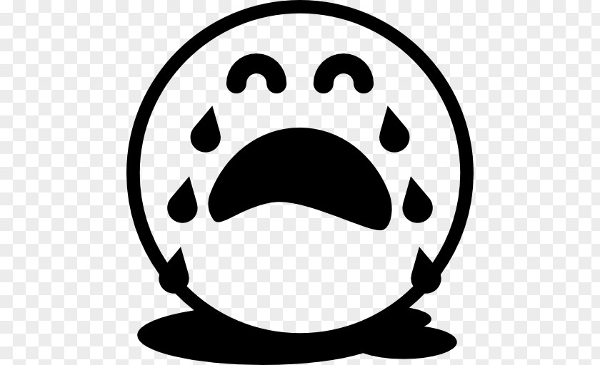 Baby Crying Emoticon Black & White Smiley PNG