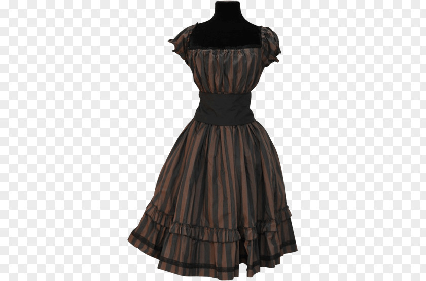 Brown Stripes Little Black Dress Steampunk Gothic Fashion Clothing PNG