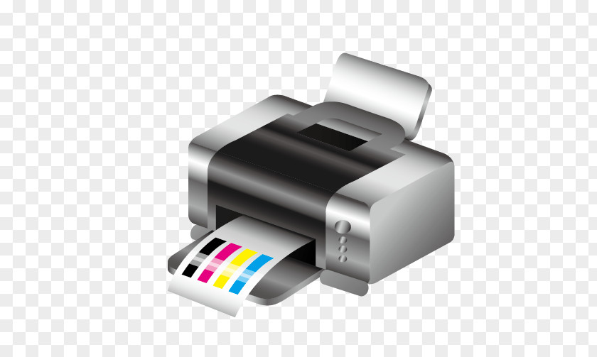 Cartoon Color Printer Printing Press CMYK Model Icon PNG