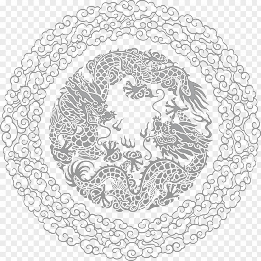 Vector Graphics China Chinese Dragon Papercutting Pattern PNG