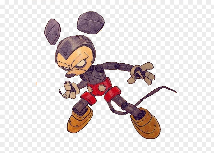 Battle Iron Man Mickey Mouse Illustrator Drawing Robot Character PNG