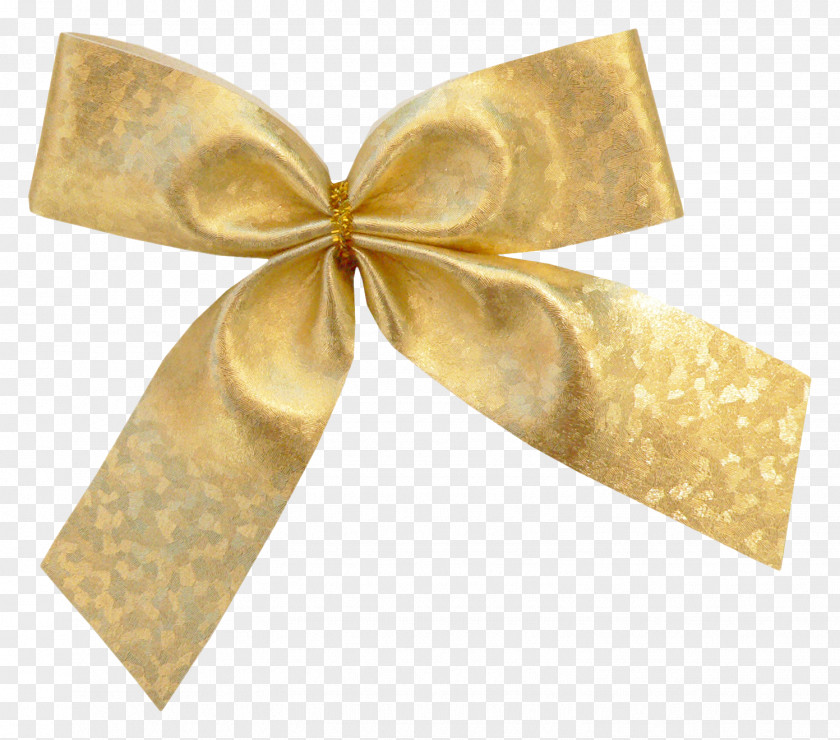 Gold Ribbon Bow Shoelace Knot PNG