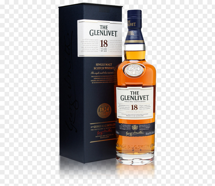 18 Years Old The Glenlivet Distillery Single Malt Scotch Whisky Speyside PNG