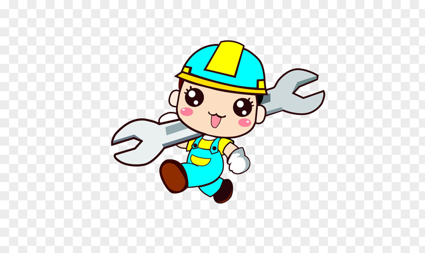 Happy Cartoon Worker Maintenance PNG