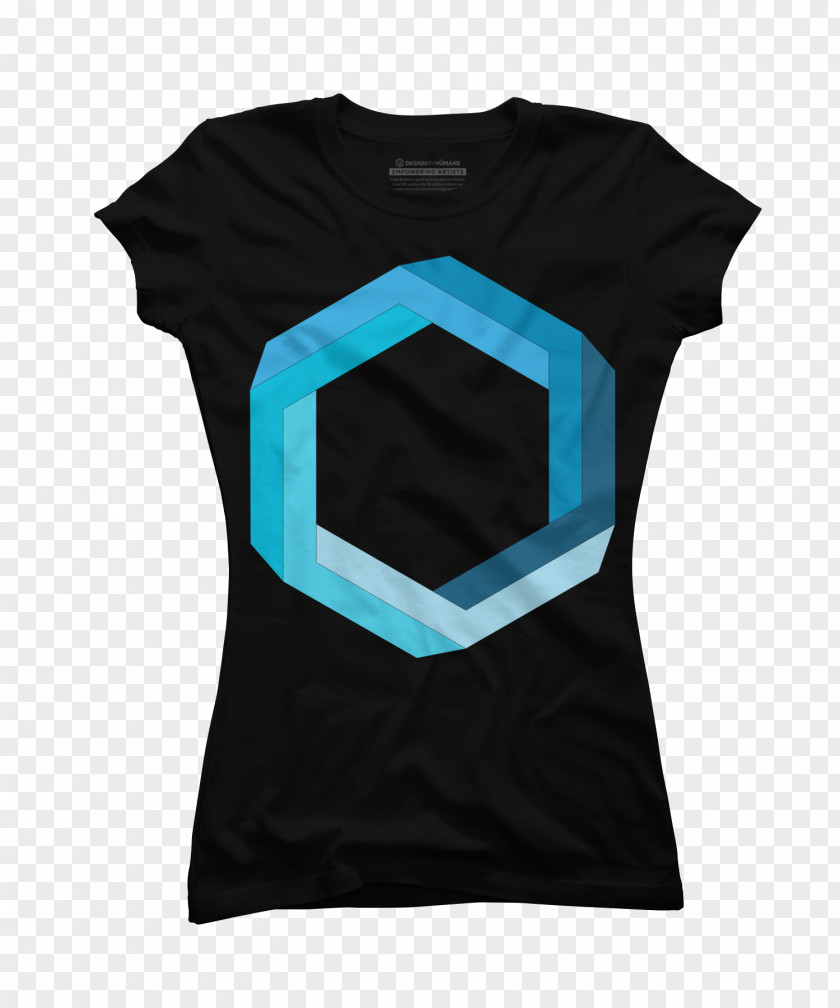 Blue Hexagon Shape Shapes Drawn T-shirt Top Sweater Clothing Fashion PNG