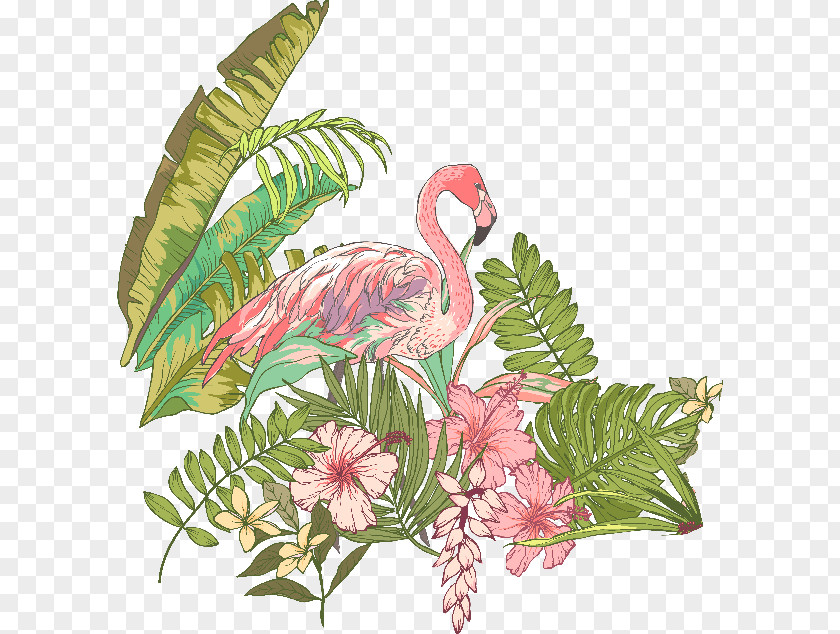 Hand-painted Flowers T-shirt Flamingo PNG