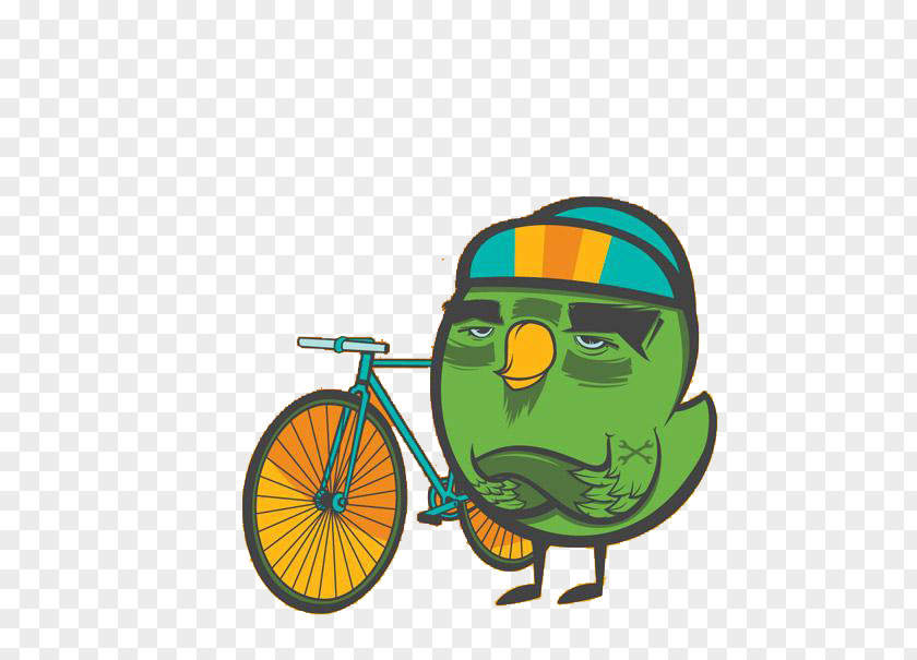 Green Bird Bike Bicycle Drawing Graphic Design Illustration PNG
