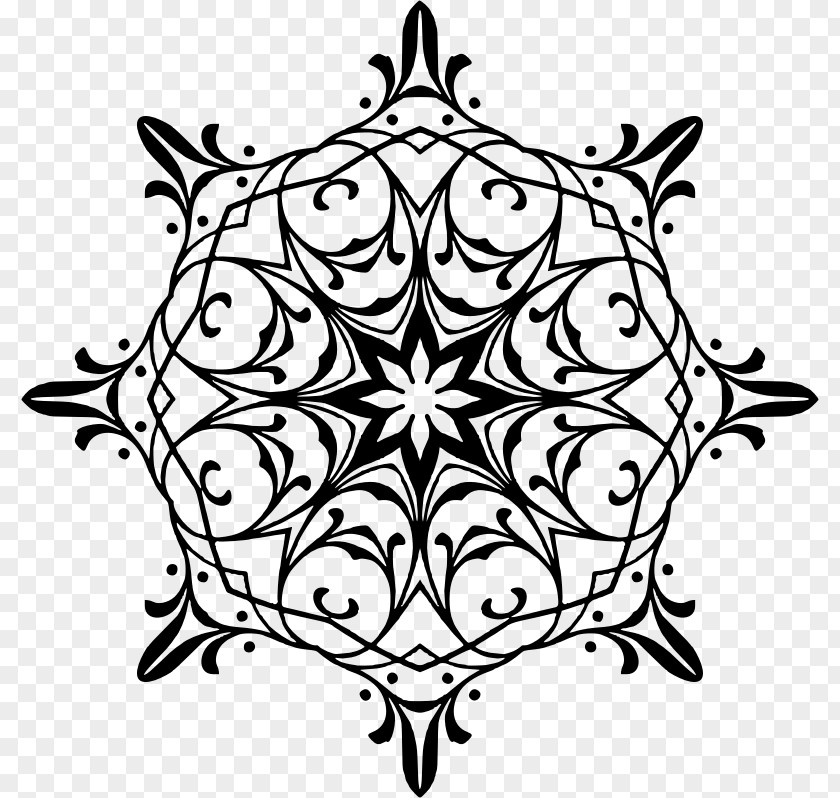 Folk Ornament Floral Design Line Art Clip PNG