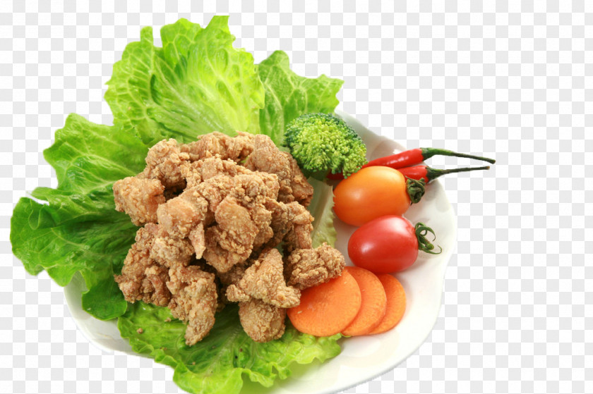 Fried Chicken On The Leaves Of Vegetables Taiwanese Barbecue U9999u96deu6392 PNG