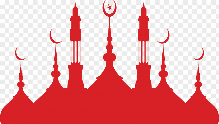 Red Islamic Church Mosque Silhouette Architecture PNG