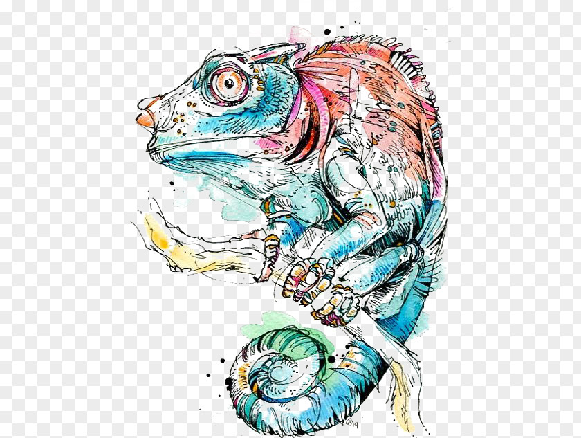 Watercolor Chameleon Paper Painting Watercolour Techniques Drawing PNG