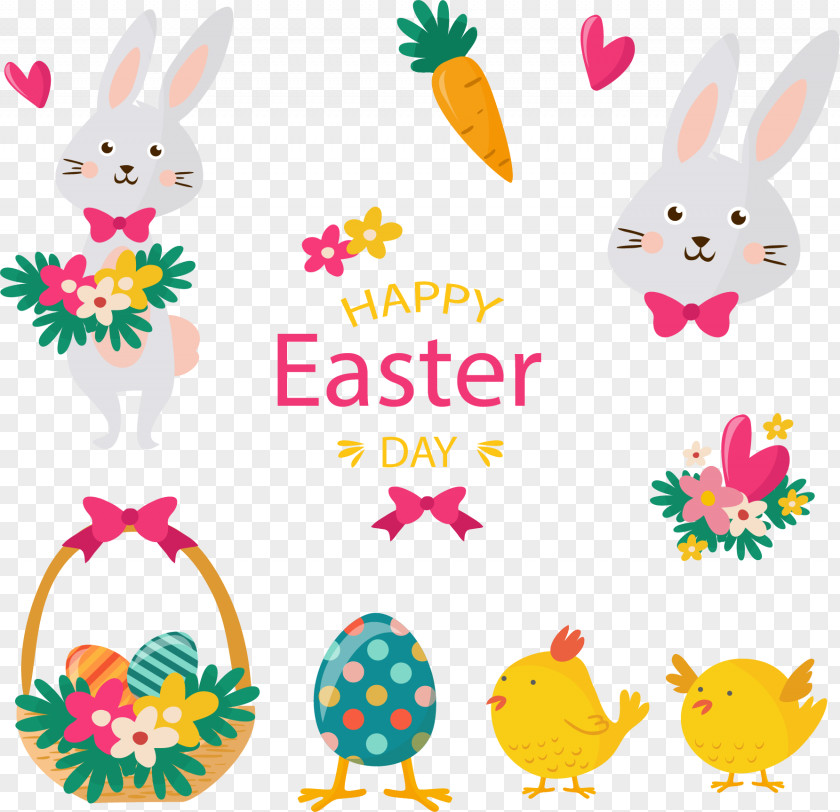 Cute Easter Little Gray Rabbit Bunny Egg PNG