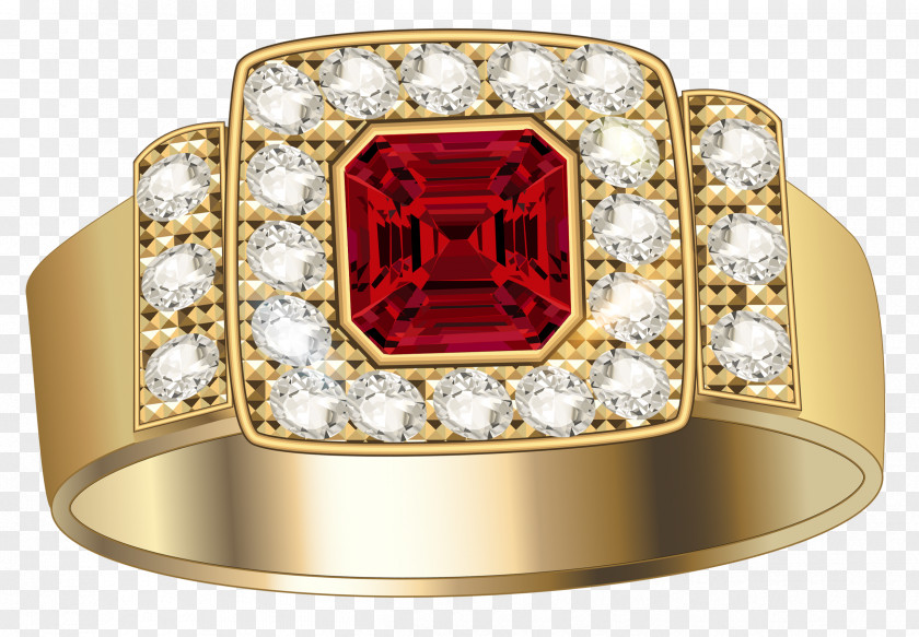 Gold Ring With Diamonds And Ruby Clipart Jewellery Clip Art PNG