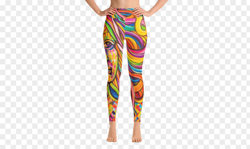 Rainbow Hair Yoga Pants Leggings Capri Waistband PNG