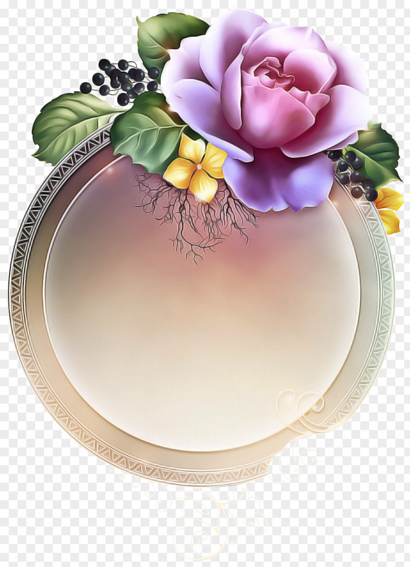 Rose Plate Flower Art Watercolor PNG