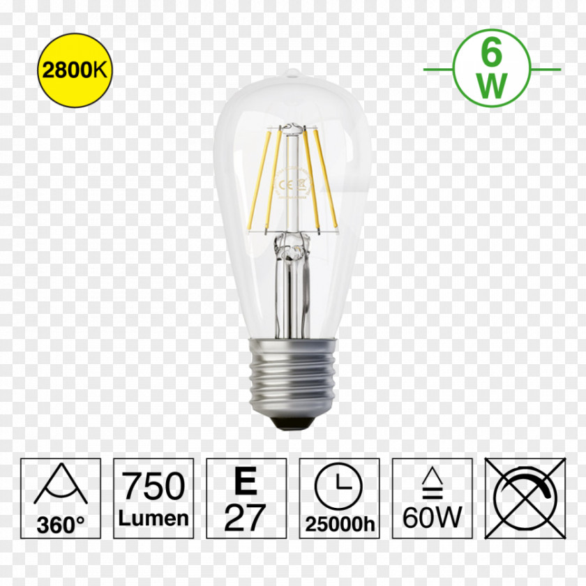 Light Lighting Incandescent Bulb LED Filament Edison Screw PNG