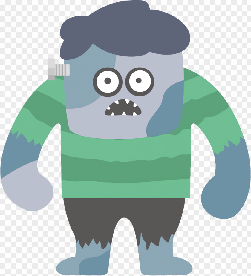 Green Cartoon Monster Halloween PNG