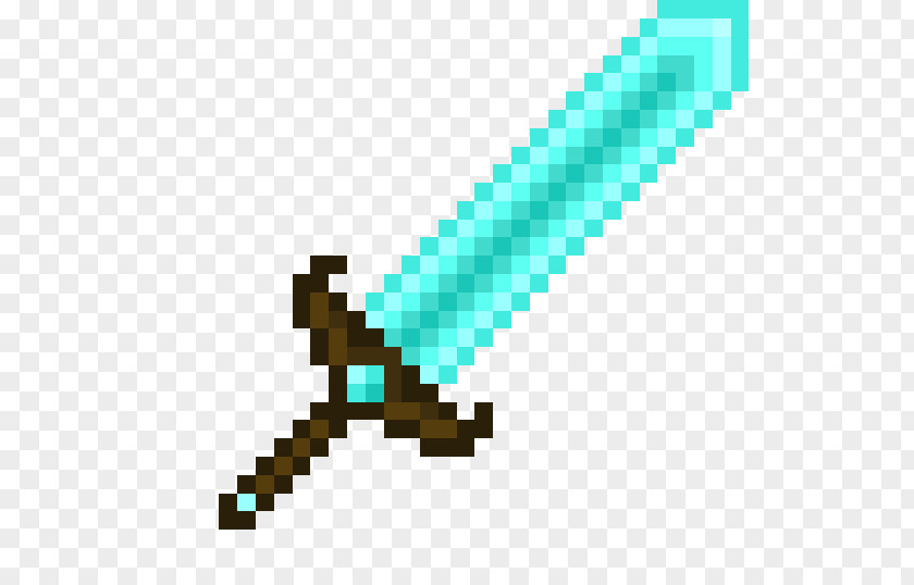 Invincible Iron Diamond Pixel Art Minecraft Sword PNG