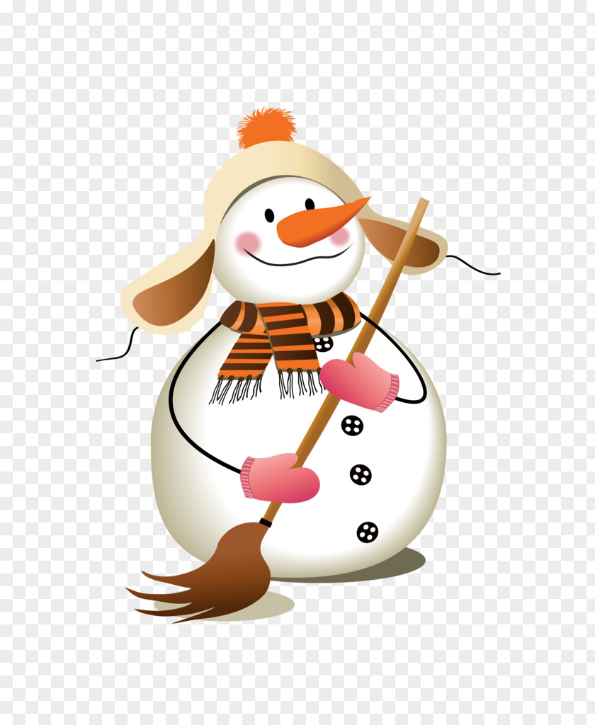 Lovely Snowman Santa Claus Christmas Illustration PNG