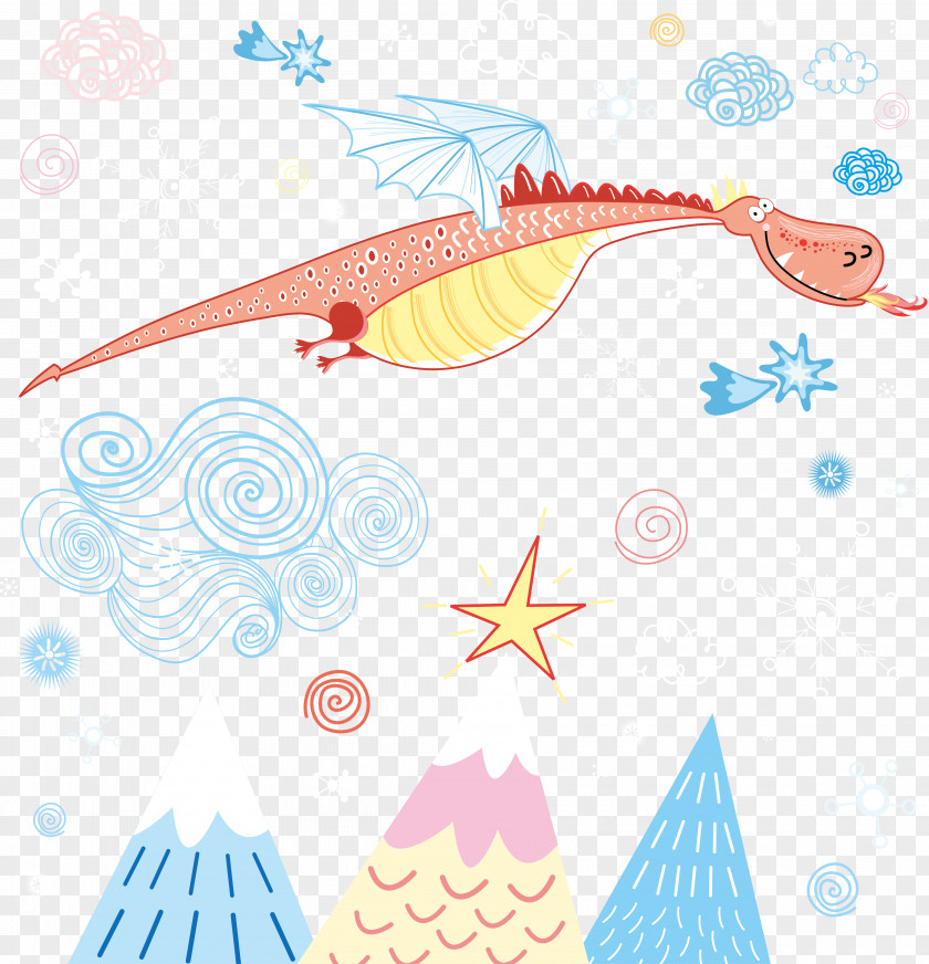 Vector Little Dragon Illustration PNG