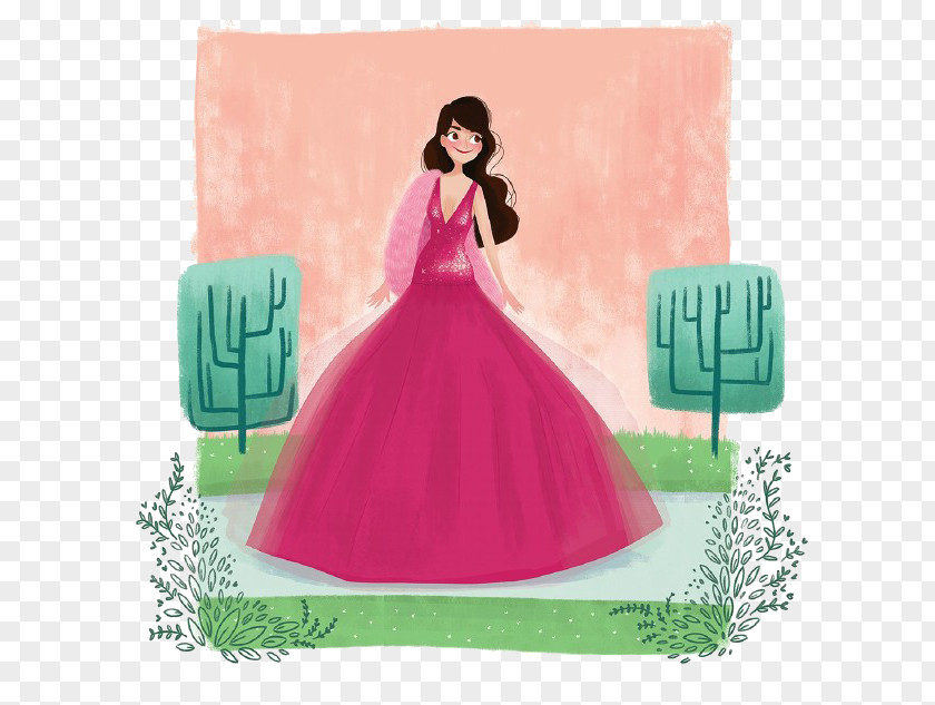 Cartoon Dress Princess Skirt Woman Gown Teacher PNG