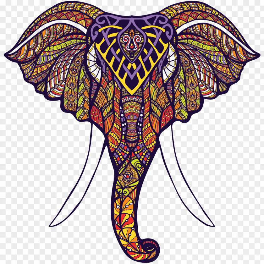 Tete Elephantidae Coloring Animal Mandalas Drawing PNG