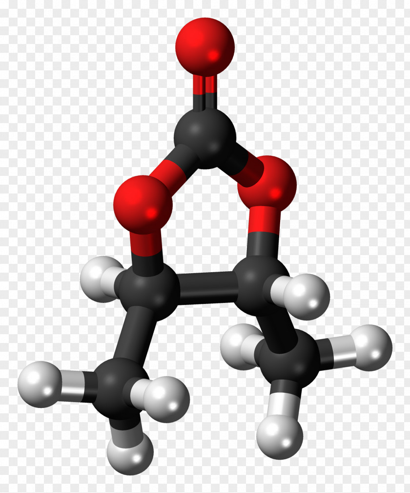 Ball-and-stick Model Propylene Carbonate 2-Butanol Molecule PNG