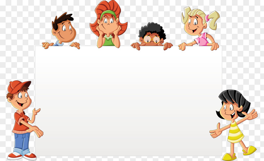 A Group Of Children Holding White Paper Child Cartoon Drawing Clip Art PNG