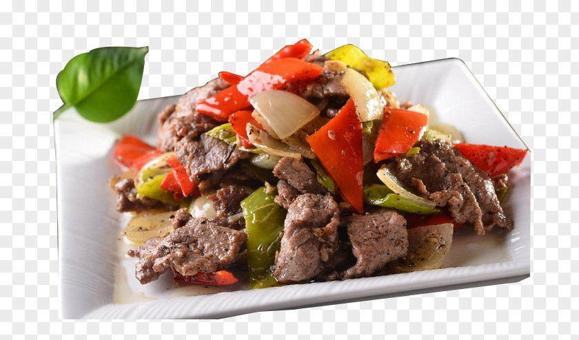 Thai Fried Beef With Pepper Cuisine Pot Roast Steak Rice Vegetable PNG