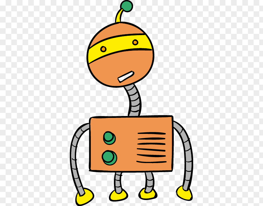 Vector Orange Cartoon Robot Surprise Internet Bot Clip Art PNG