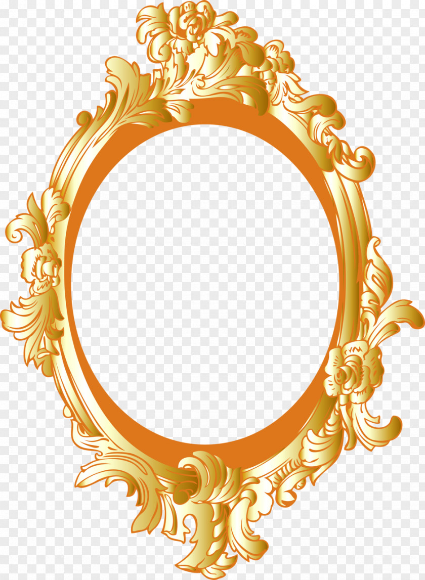 Mirror Picture Frames Gold Oval Clip Art PNG
