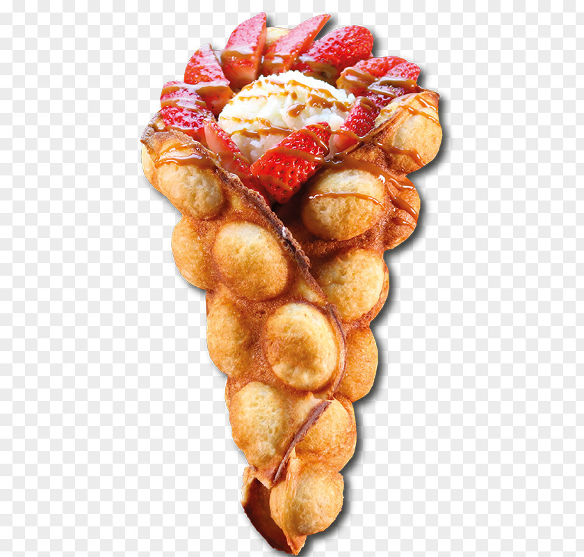 Bubble Waffle Egg Strawberry Crêpe Cream PNG