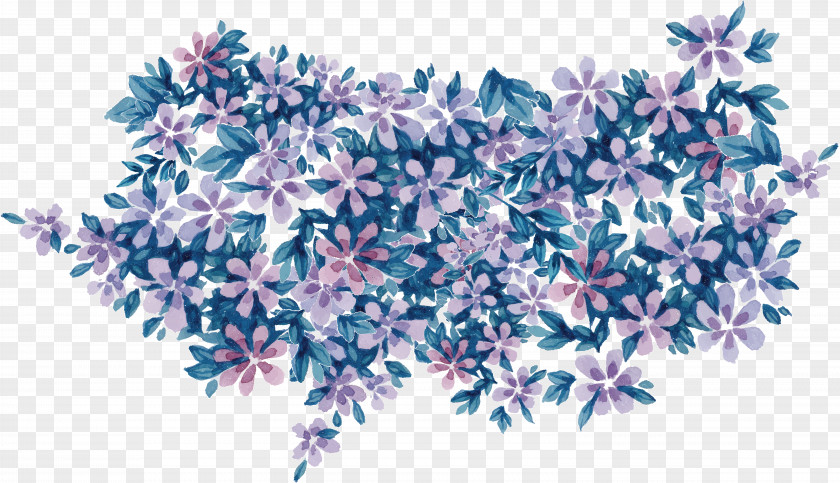 Purple Floral Watercolor Flower Painting PNG