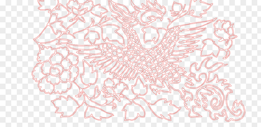 Red Phoenix Lace Petal Pink Pattern PNG