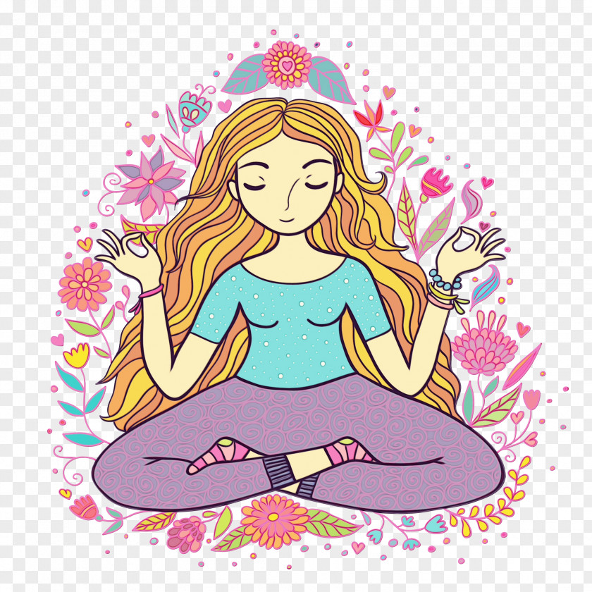 Sticker Sitting Cartoon Meditation Physical Fitness Yoga PNG