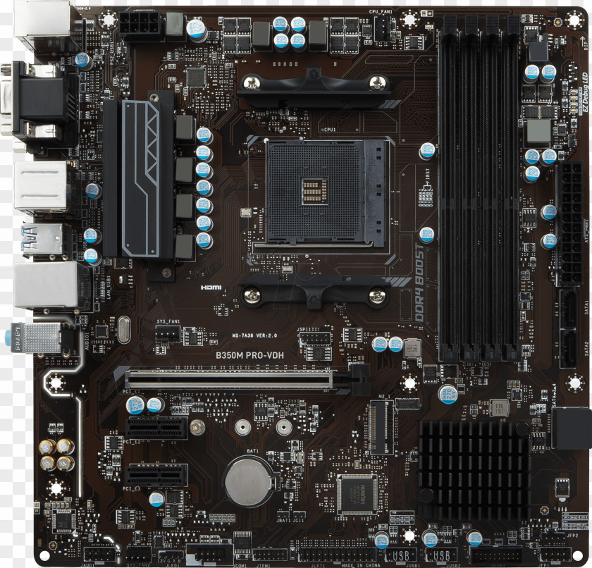 Socket AM4 MSI B350M PRO-VDH MicroATX Motherboard CPU PNG