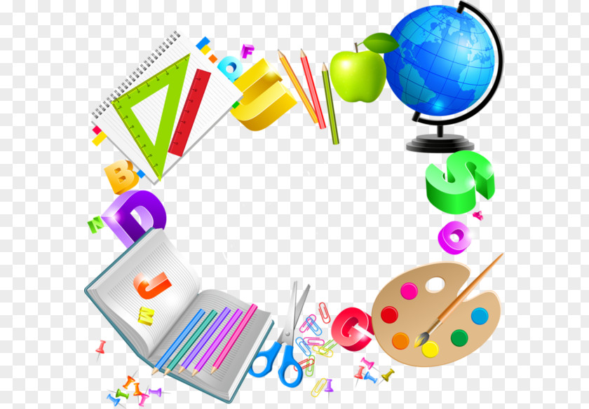 School Supplies Globe Border First Day Of Clip Art PNG