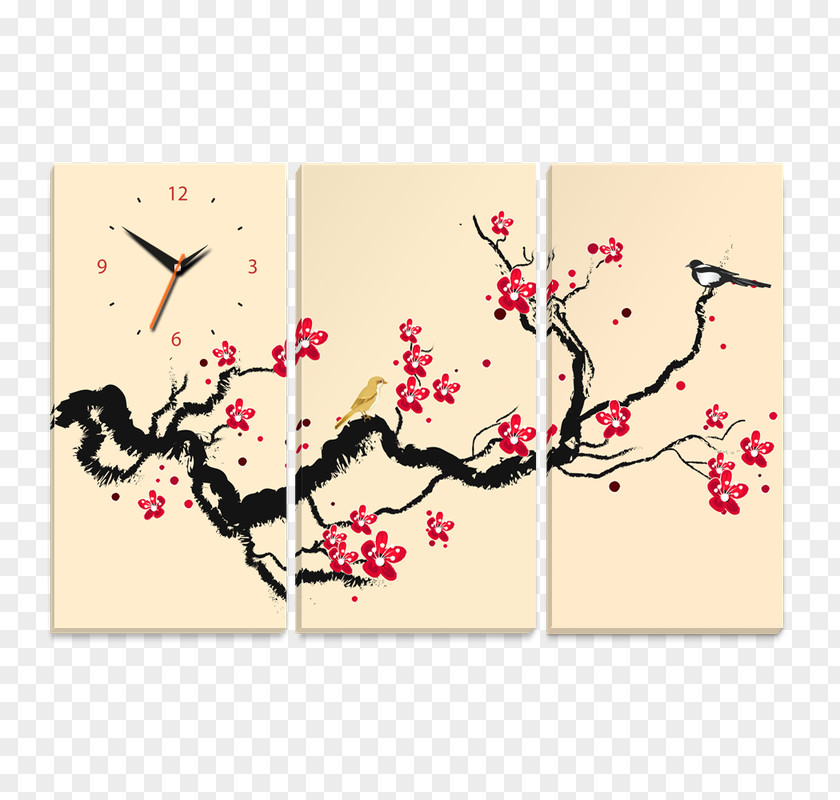 Xuandong Cherry Blossom Drawing Watercolor Painting PNG