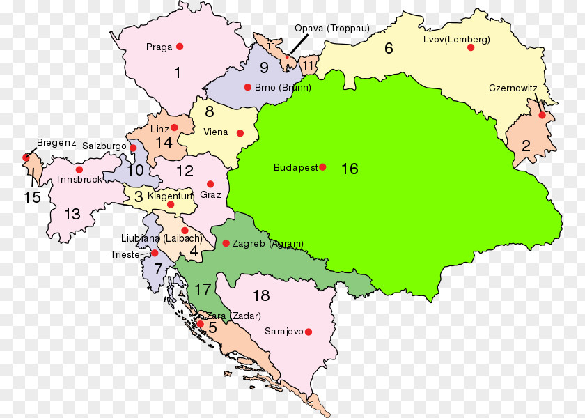 Map Austria-Hungary Austrian Empire Austro-Hungarian Compromise Of 1867 Kingdom Hungary PNG