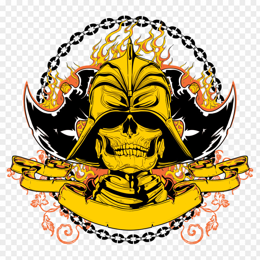 Vector Gold Skull Print Warrior Samurai Euclidean Photography Illustration PNG