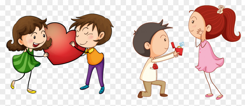 Romantic Couple Marriage Proposal Cartoon Boy Illustration PNG