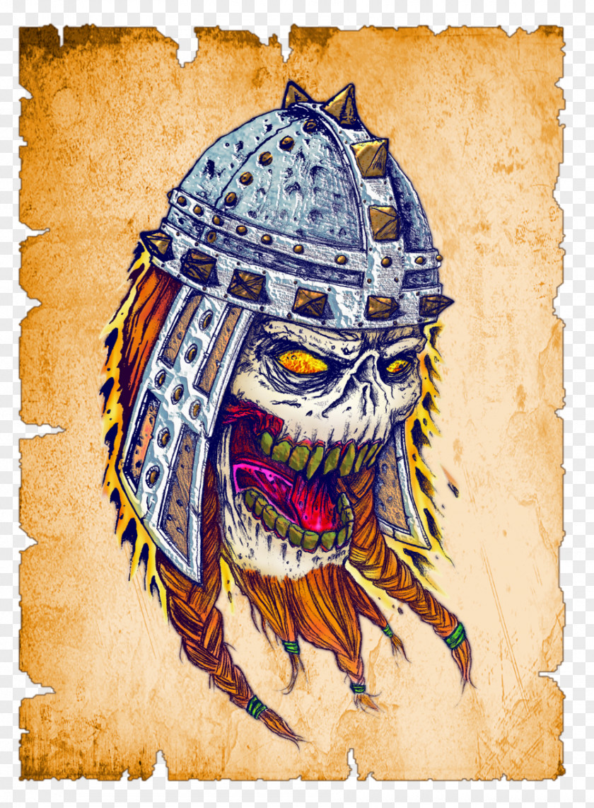 Vikings Horned Helmet Skull Tattoo Viking Art PNG