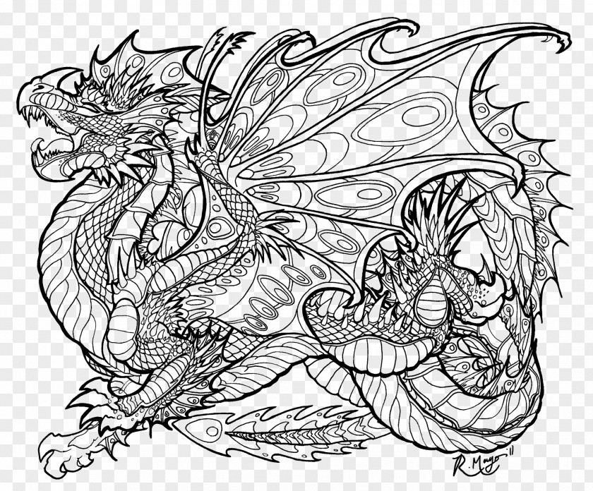 Dragon Coloring Book Colouring Pages Adult Child PNG
