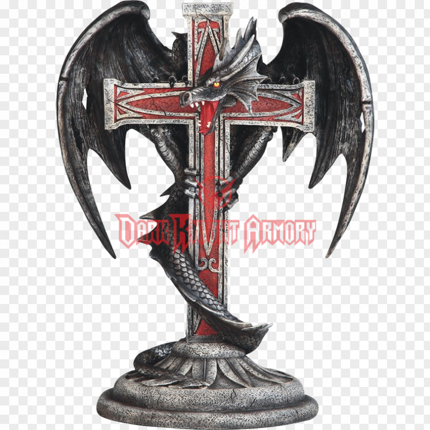 Gothic Cross Dragon Fantasy Candlestick Polyresin PNG