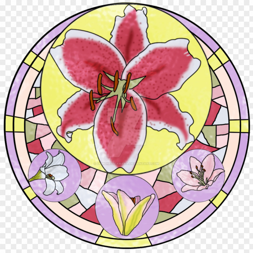 Watercolor Stain Window Flower Stained Glass PNG
