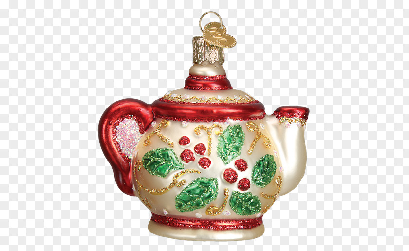 Hand Painted Teapot Christmas Ornament Ceramic 0 Glass PNG