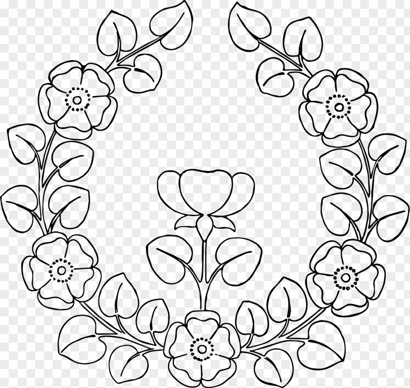 Rose Wreath Line Art Drawing Visual Arts Clip PNG