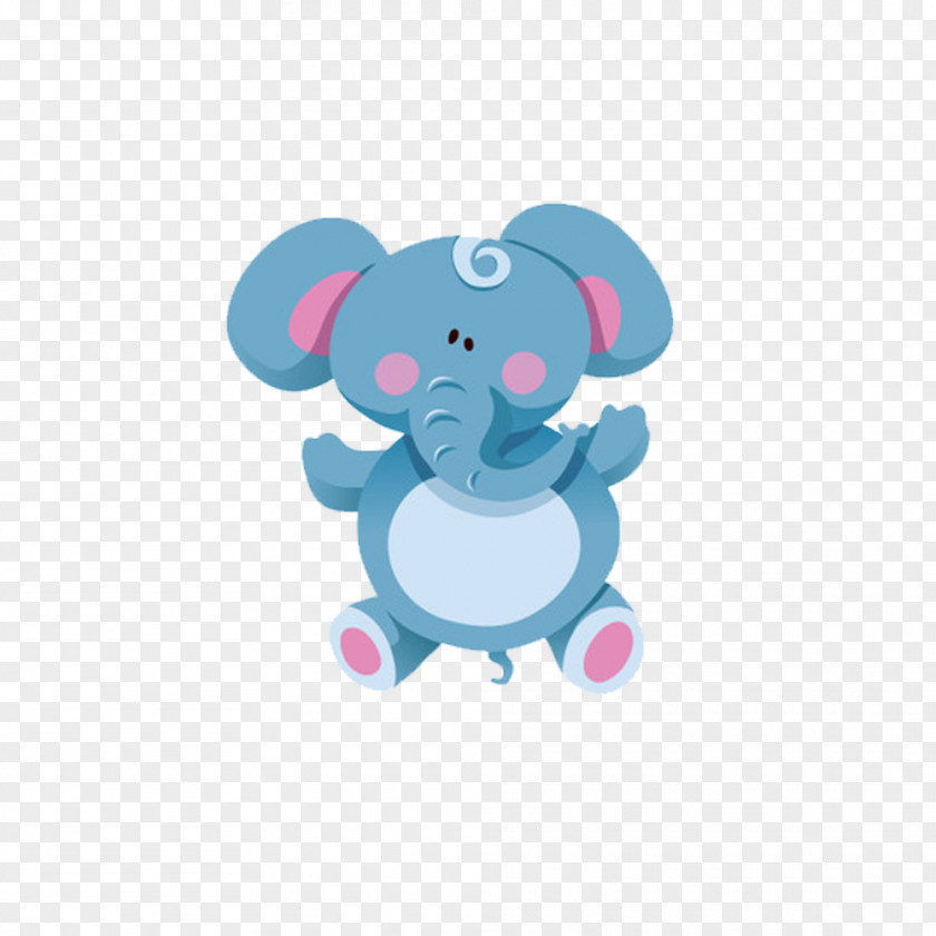 Free Small Blue Elephant To Pull Material Cartoon Drawing Clip Art PNG